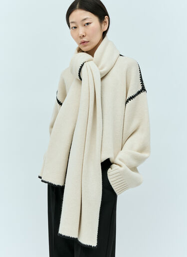 Embroidered Wool Cashmere Scarf TOTEME Embroidered Wool Cashmere Scarf Beige tot0255052