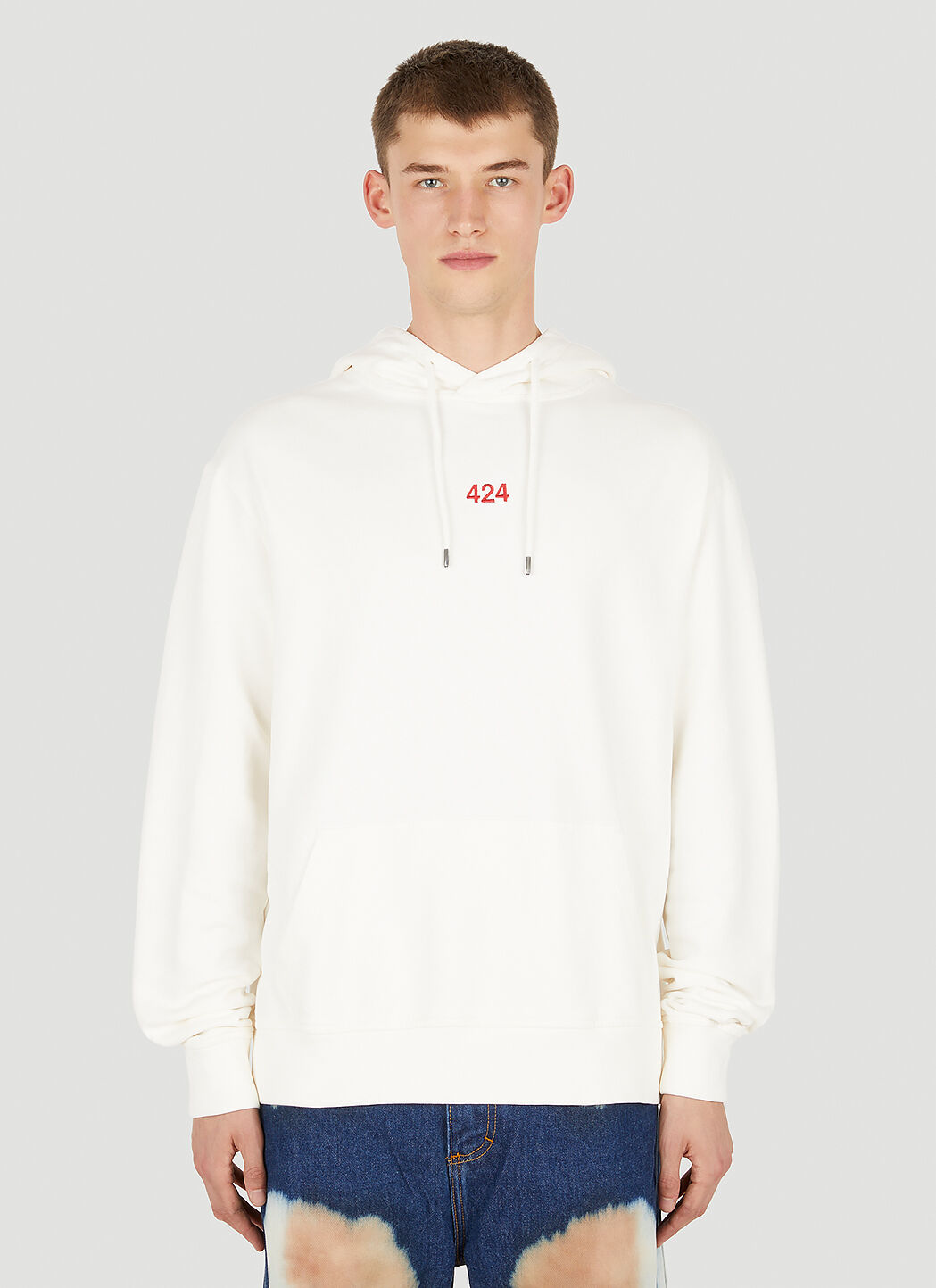 424 Logo Embroidery Hooded Sweatshirt White ftf0150019