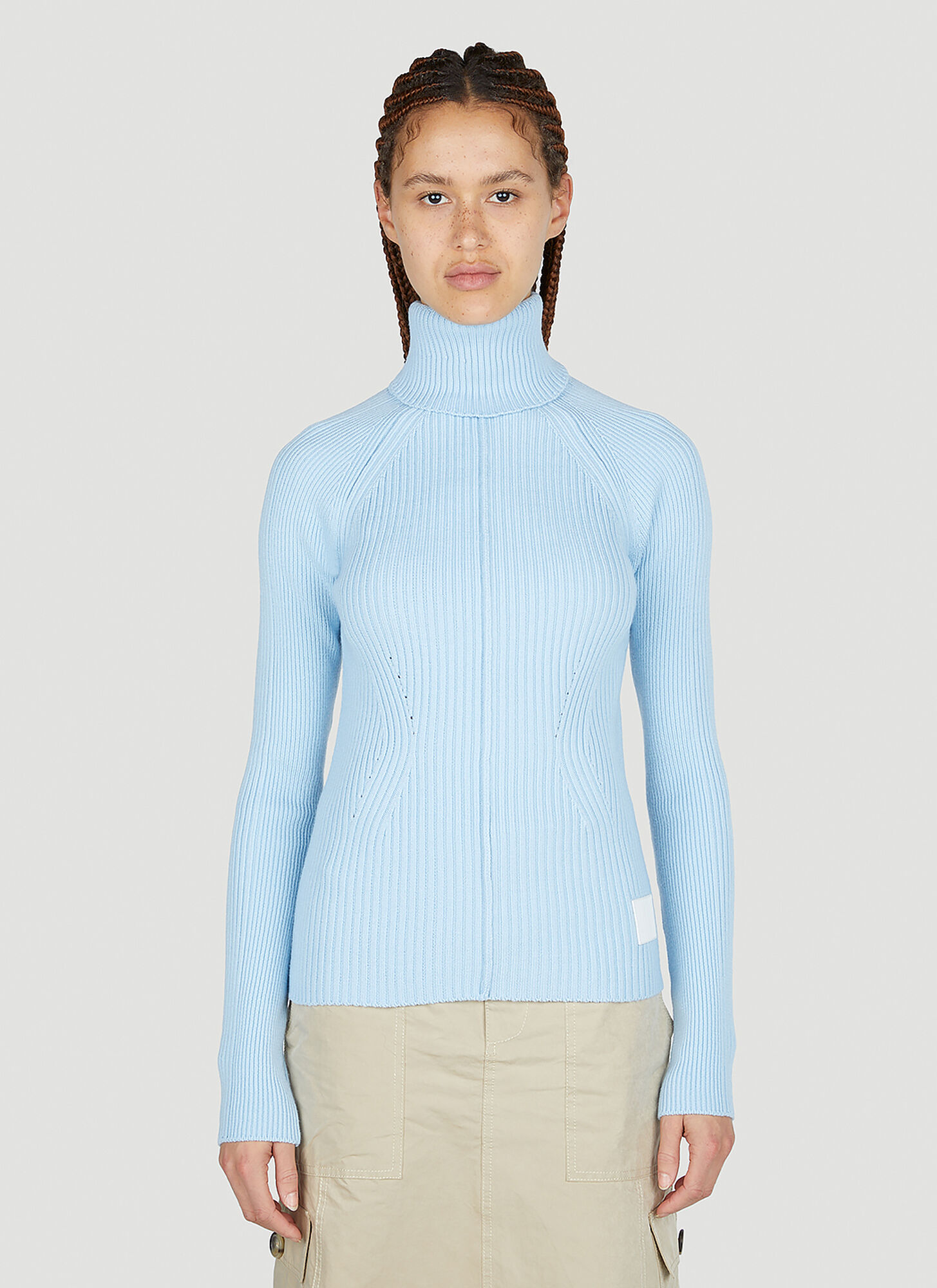 Shop Marc Jacobs Ribbed High Neck Sweater In Blue