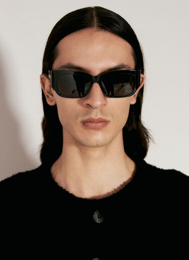 Balenciaga Logo Print Rectangle Sunglasses Black bcs0355005