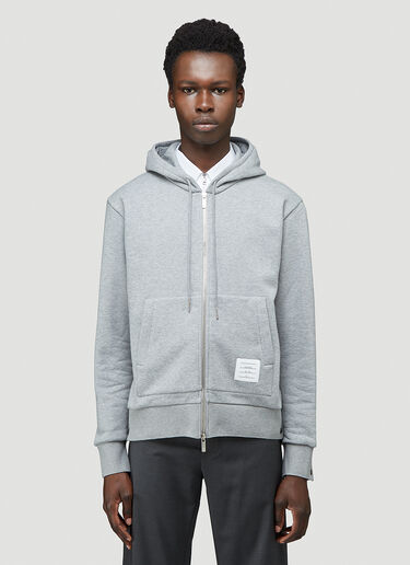 Thom Browne Hooded Zipped Sweatshirt Grey thb0143004
