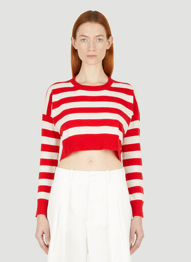 Plan C Stripe Cropped Sweater Red plc0247015