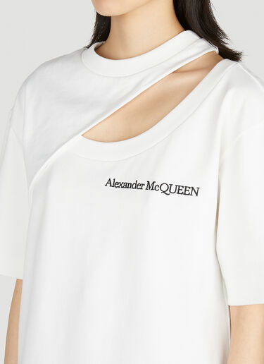 Alexander McQueen 슬래시 컷 티셔츠 White amq0251091