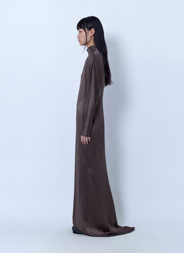 LN-CC® - Max Mara: High-Neck Satin Gown - Dark Brown Max Mara High-Neck Satin Gown Dark Brown max0266215