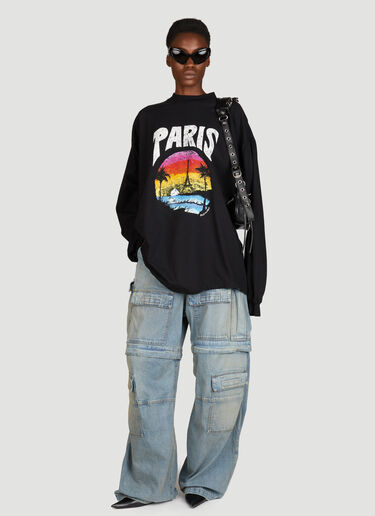 Balenciaga Paris Tropical Long Sleeve T-Shirt Black bal0255020
