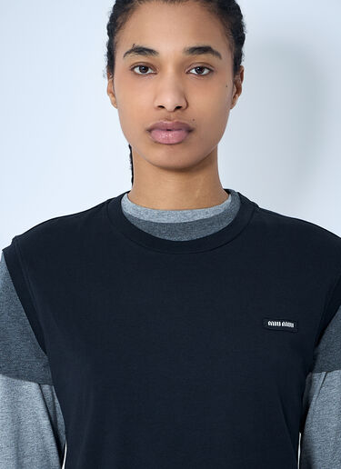 Miu Miu Set Of Three Logo Patch T-Shirts Grey miu0260055