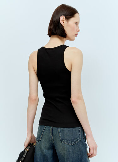 GANNI Soft Cotton Rib Tank Top Black gan0256048