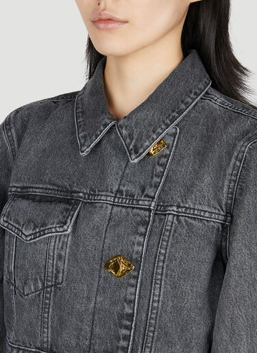 GANNI Cropped Denim Jacket Grey gan0252027
