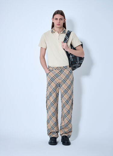 Burberry Check Linen-Blend Pants Beige bur0159017