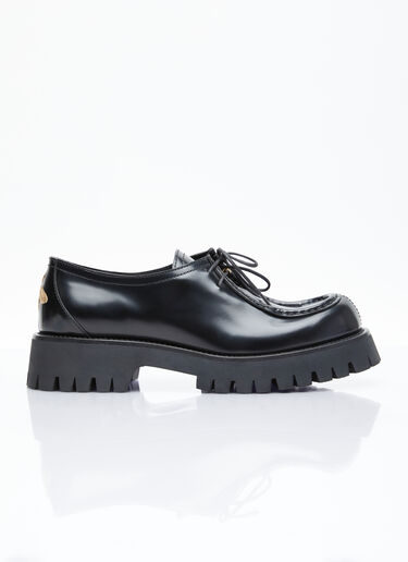 Gucci Bee Leather Lace-Up Shoes Black guc0255064