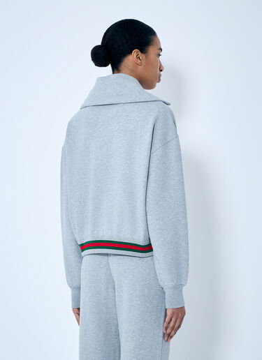 Gucci Web Stripe Zip-Up Sweatshirt Grey guc0259007