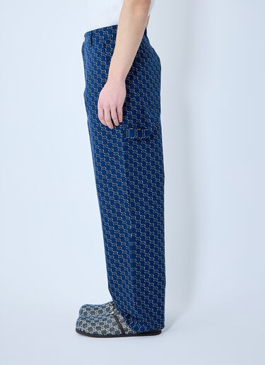 Gucci Cotton Jacquard Pants With GG Shadow Blue guc0159047
