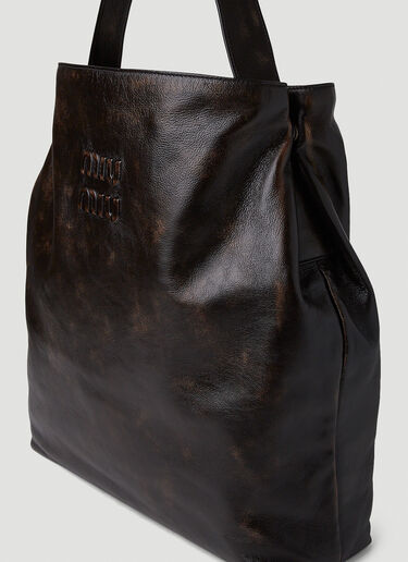 Miu Miu Embossed Logo Hobo Tote Bag Black miu0251018