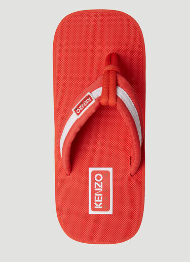 Kenzo Logo Patch Flip Flops Red knz0252048