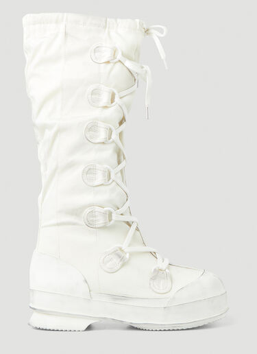 Tall white combat boots