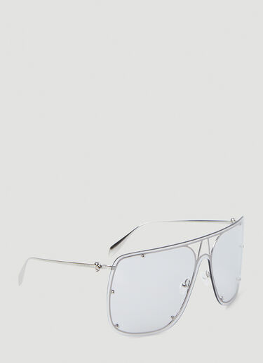 Alexander McQueen Oversized Aviator Sunglasses Silver amq0248051