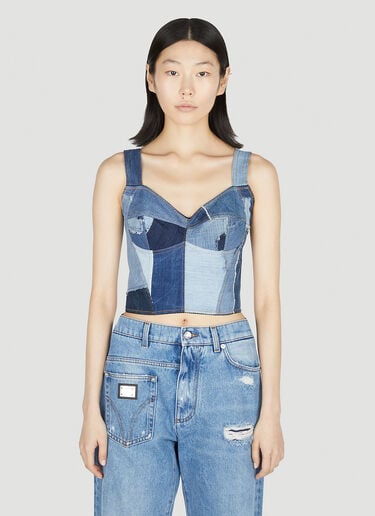 Dolce & Gabbana Denim Bustier Top Blue dol0251004