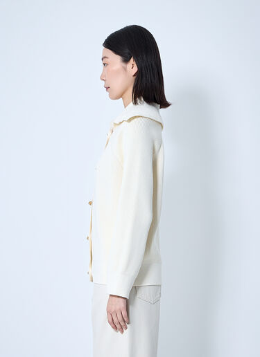 Bottega Veneta Cotton Ribbed Cardigan Chalk bov0260007