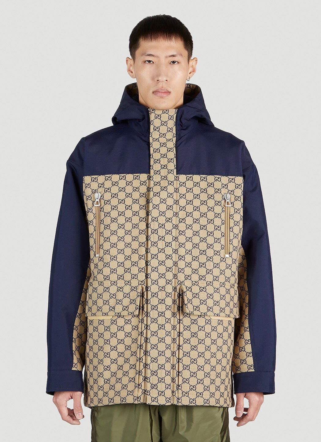 Gucci GG Hooded Jacket in Beige LN CC