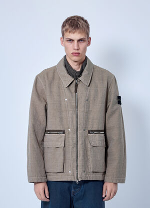 Stone Island Textured Zip Jacket Beige sto0165094