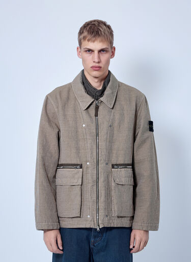 Stone Island Textured Zip Jacket Beige sto0165094