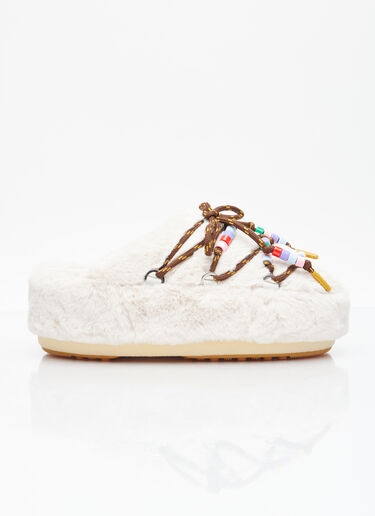 Moon Boot Faux-Fur Beads Mules Beige mnb0255001