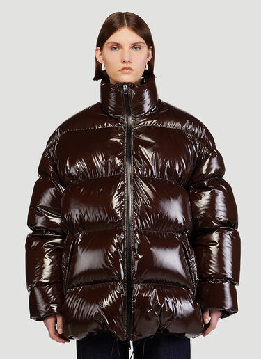 Bottega Veneta Shiny Puffer Jacket in Brown | LN-CC®