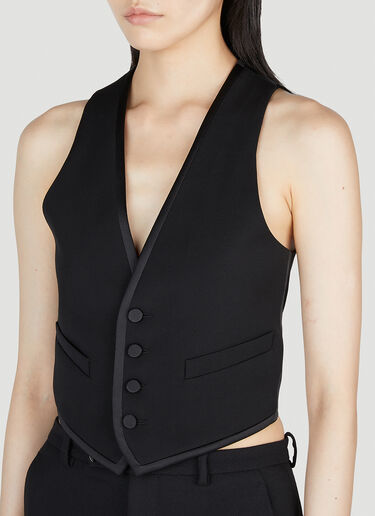 Saint Laurent Tuxedo Waistcoat Vest Black sla0253004