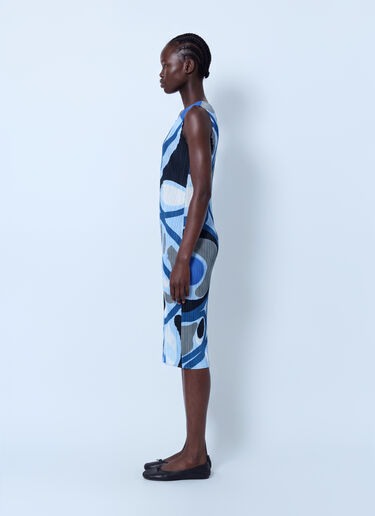 LN-CC® - Pleats Please Issey Miyake: Roll Pleated Midi Dress - Blue Pleats Please Issey Miyake Roll Pleated Midi Dress Blue plp0266005