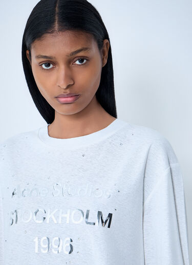 Acne Studios Logo Print Long Sleeve T-Shirt White acn0263007
