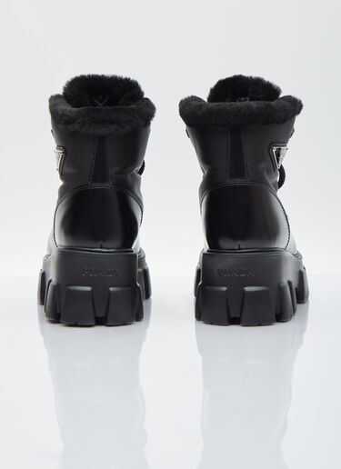 Prada Monolith Leather Boots Black pra0254022