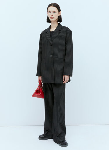GANNI Pinstripe Oversized Suit Blazer Black gan0254002