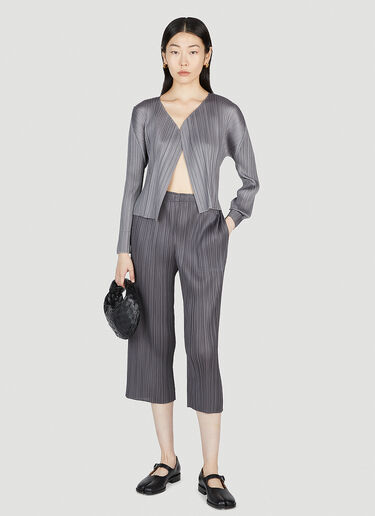 Pleats Please Issey Miyake プリーツ入りカーディガン グレー plp0253020