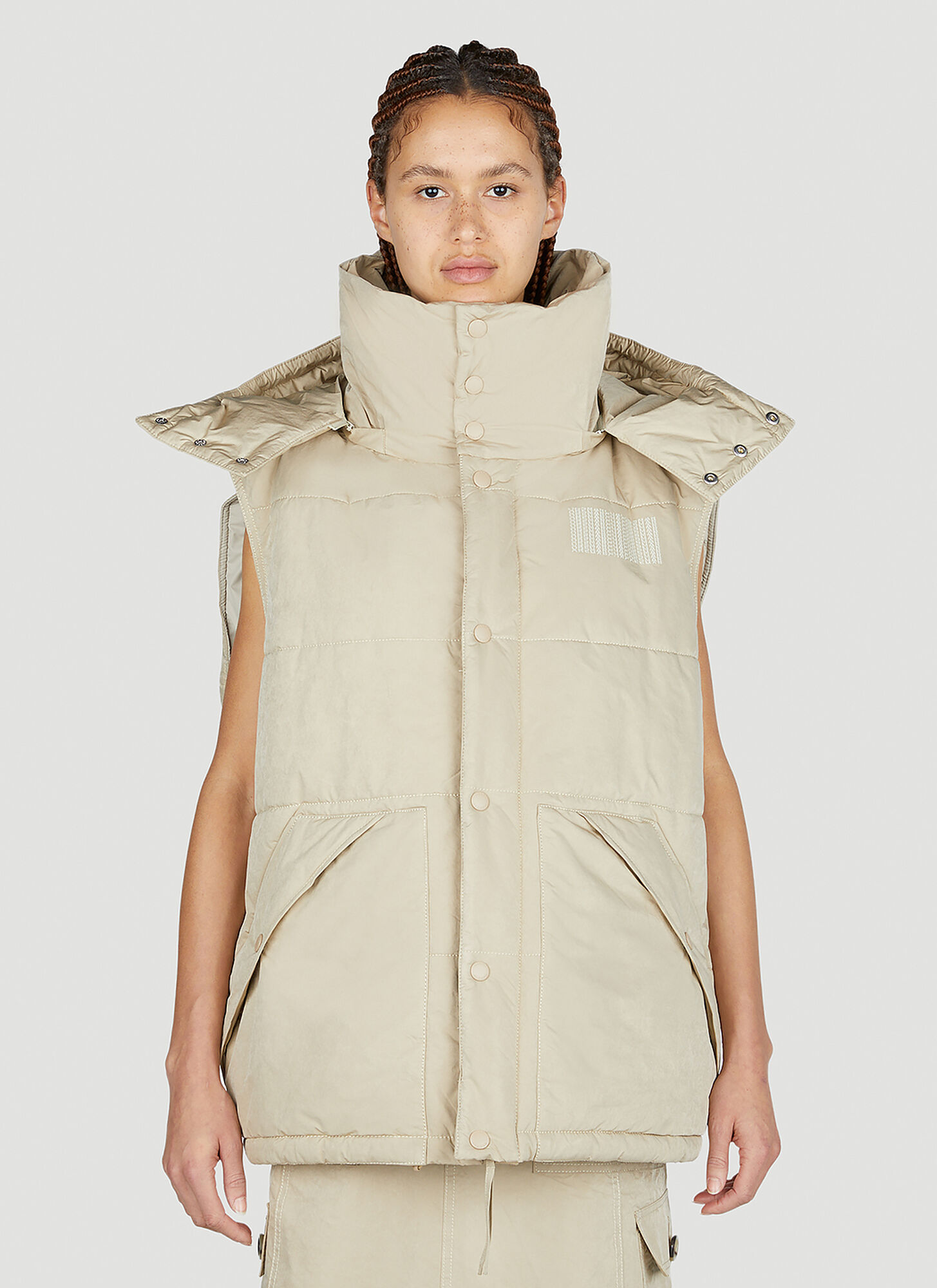 Shop Marc Jacobs Oversized Puffer Gilet In Beige