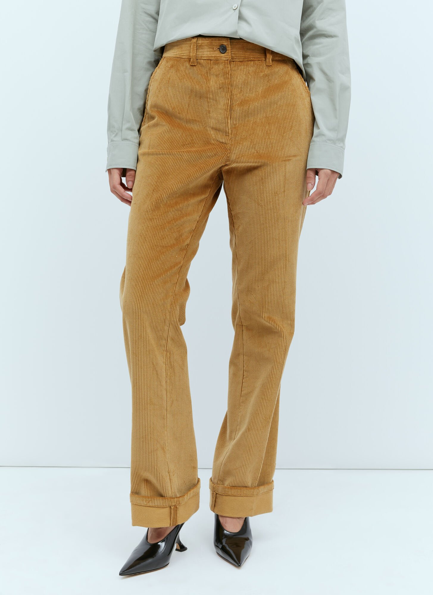 Shop Miu Miu Corduroy Pants In Brown