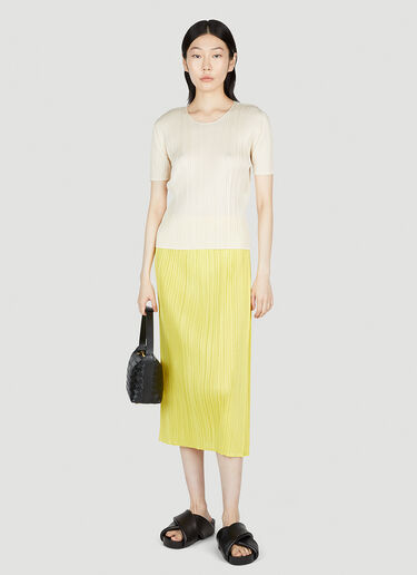 Pleats Please Issey Miyake Pleated Midi Skirt Yellow plp0253002