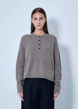 Max Mara Button Placket Knit Sweater Beige max0266125