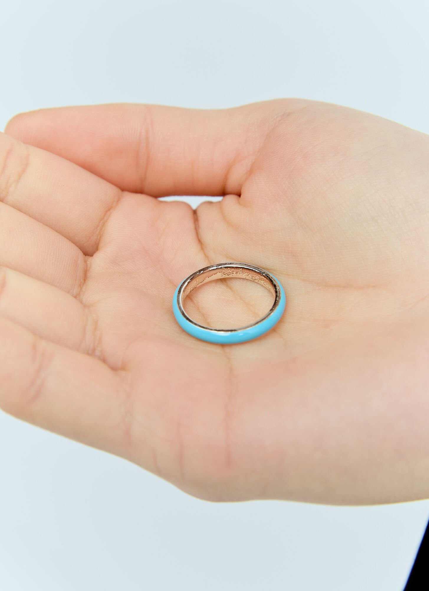 Shop Fry Powers Thin Enamel Stacking Ring In Blue