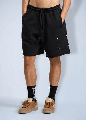 Palm Angels Palm Type Sweatshorts Black pma0166293