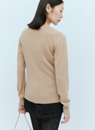 Logo Embroidery Cashmere Cardigan Miu Miu Logo Embroidery Cashmere Cardigan Beige miu0254002