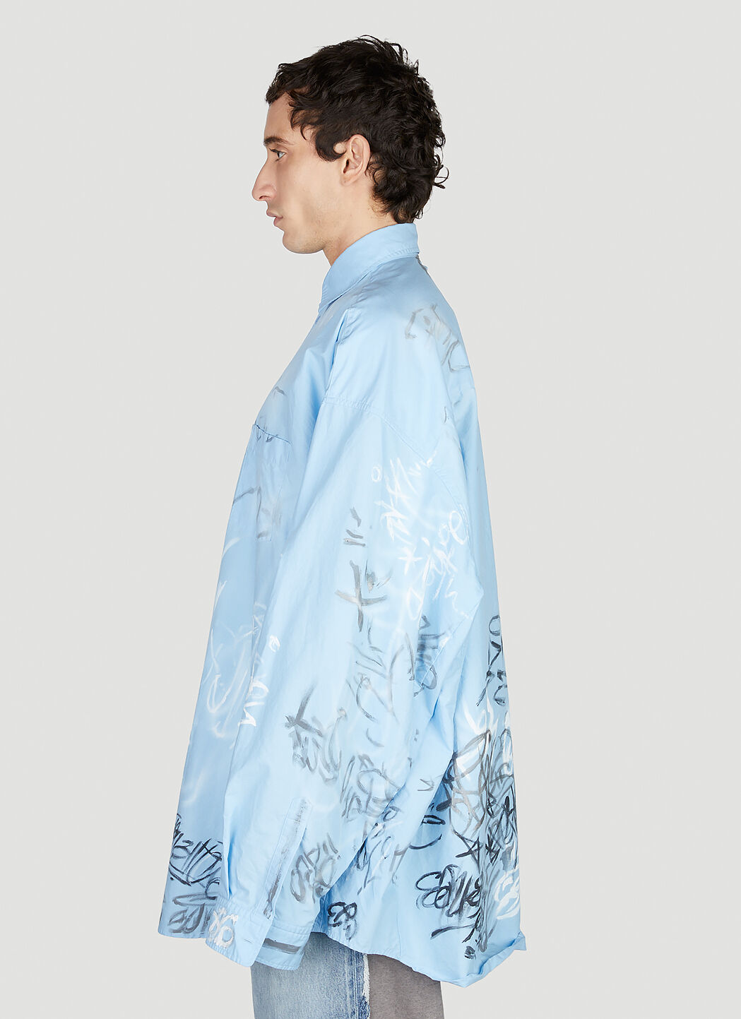 baleciaga grafitti shirt blue