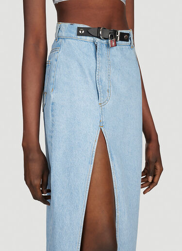 JW Anderson Padlock 스트랩 롱 슬릿 데님 스커트 블루 jwa0253010