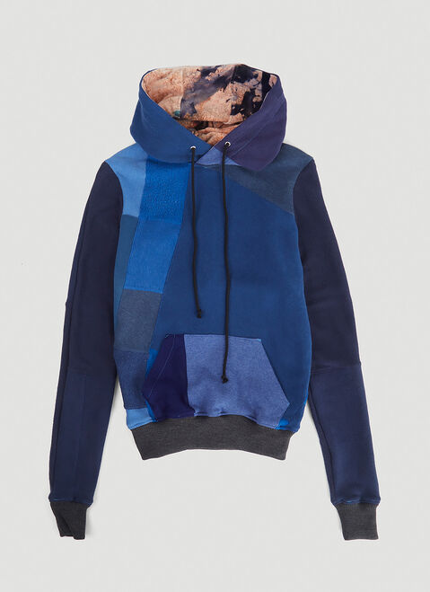 DRx FARMAxY FOR LN-CC x LEVI'S Monochromatic Deconstructed Panelling Hooded Sweatshirt Blue dfl0347004