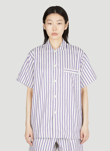 Tekla Lido 条纹短袖睡衣衬衫 紫色 tek0353017