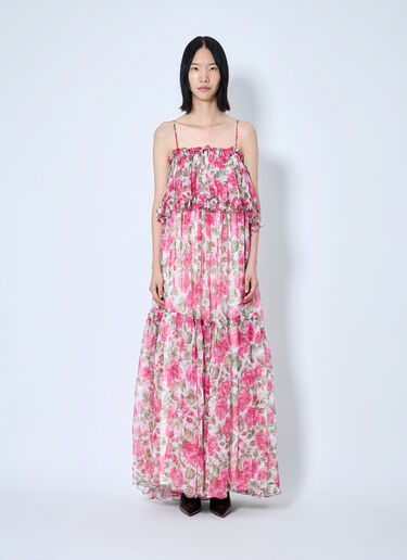 LN-CC® - Chloé: Long Silk Muslin Dress - Pink Chloé Long Silk Muslin Dress Pink chl0264010