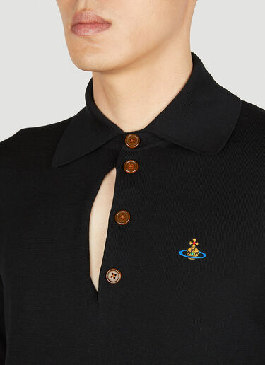 Vivienne Westwood 찢어진 폴로 셔츠 블랙 vvw0352001
