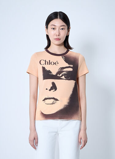 Chloé Logo Motif T-Shirt Orange chl0260003