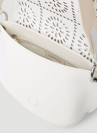 GANNI Banner Saddle Handbag White gan0253041