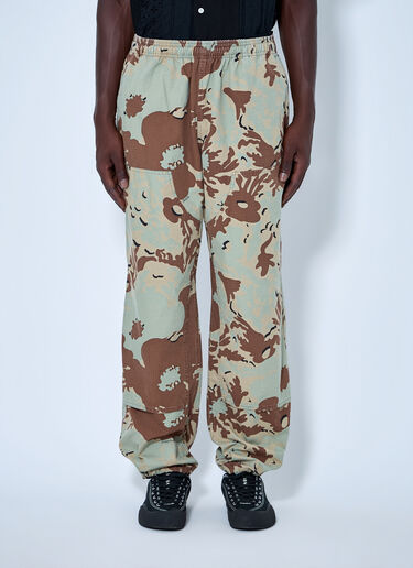 LN-CC® - NOMARHYTHM TEXTILE: Camo Flower Double Knee Pants - Beige NOMARHYTHM TEXTILE Camo Flower Double Knee Pants Beige nom0164003