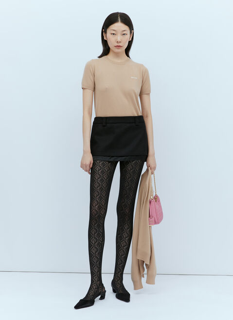 Miu Miu Logo Embroidery Cashmere Sweater Black miu0254016